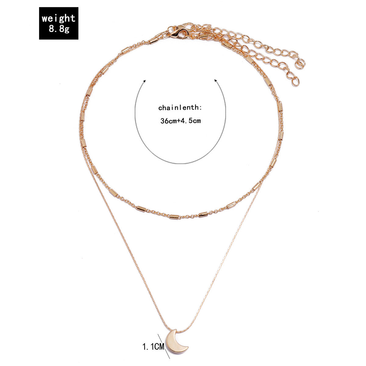 Double-layer Disc Crescent Necklace